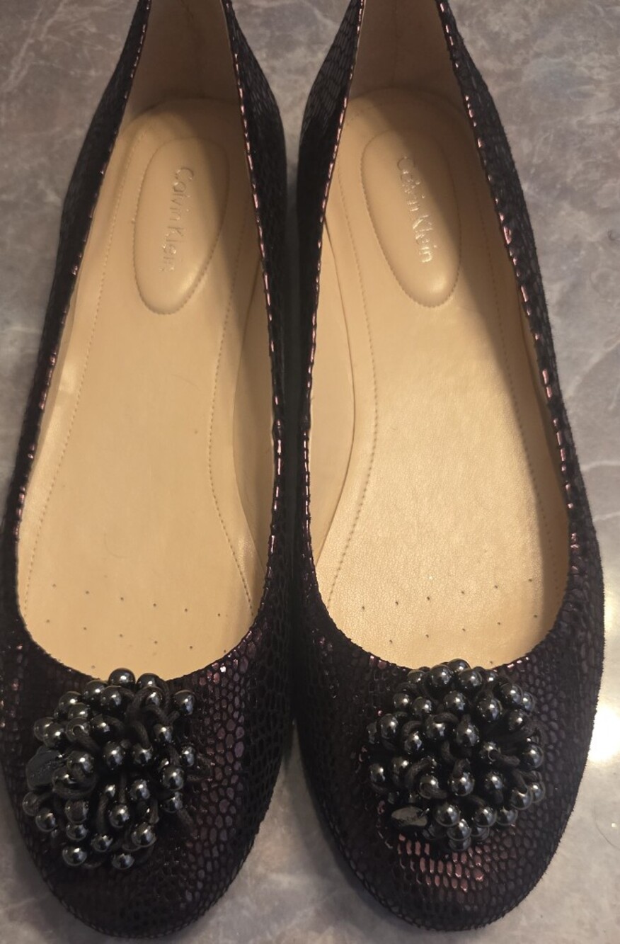 Calvin Klein Women's Shimmering Deep Purple Embellished Flats